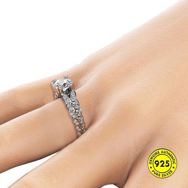 Cincin Berlian Bahan S925 Silver Untuk Wanita