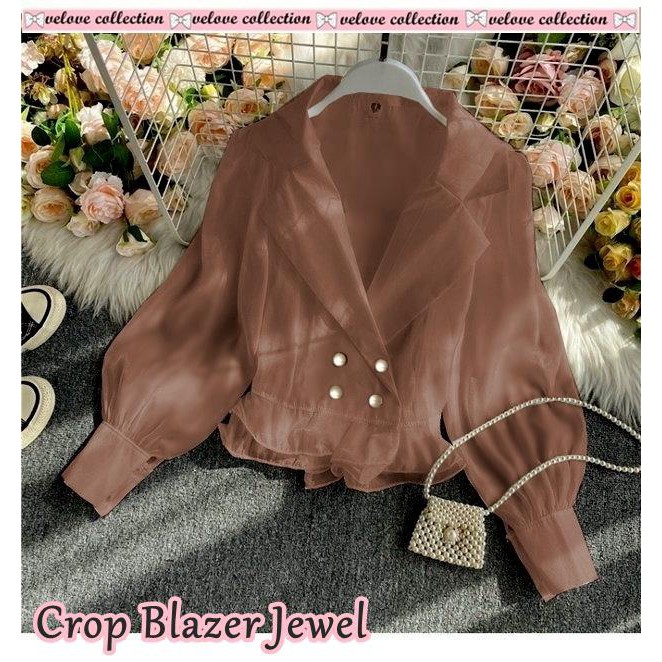 MS.FASHION (COD) VE Crop blazer jewel / Blazer Wanita Murah / Luaran Wanita / Luaran Muslim / Baju M