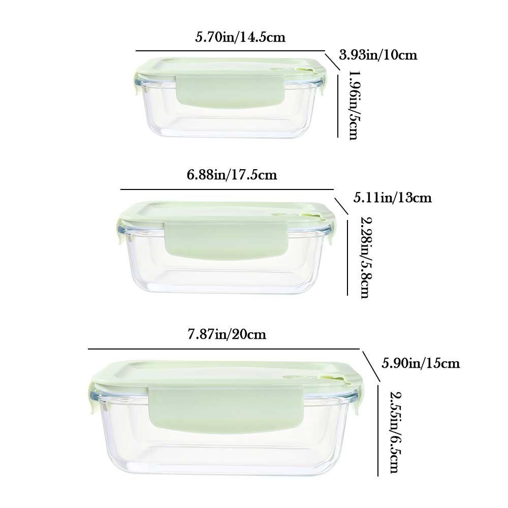 Solighter Wadah Penyimpanan Makanan 410/700/1040ml Extra Large Freezer Dishwasher Glass Lunch Box