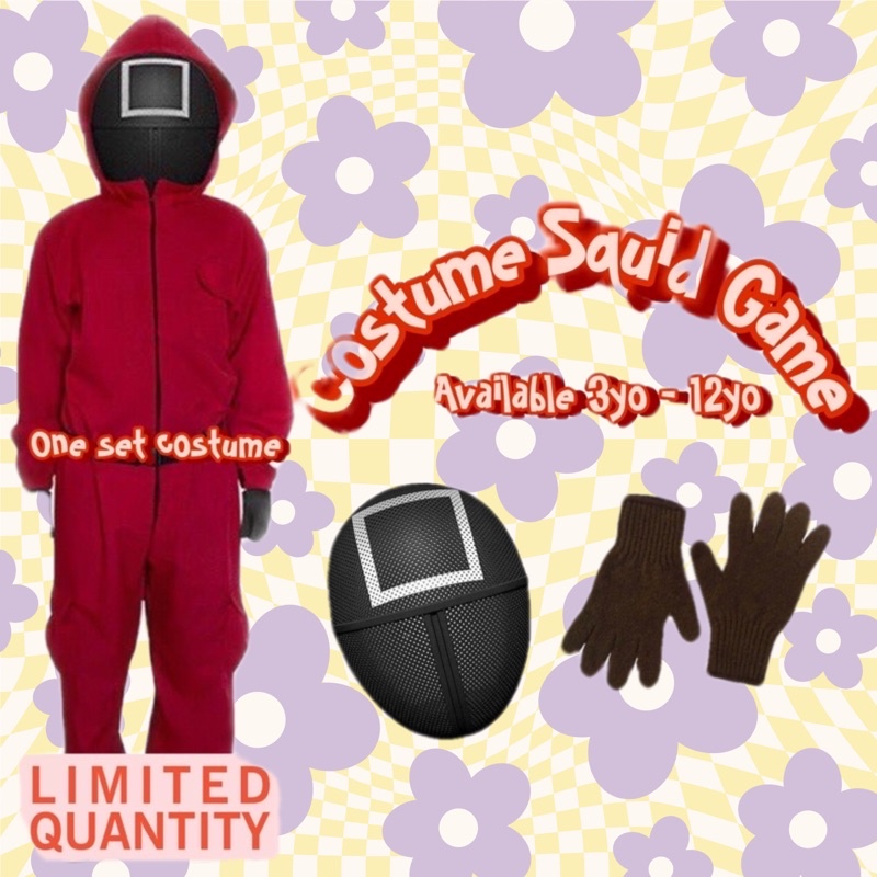 [COD] Setelan Squid Game untuk Anak & Topeng Ukuran Anak ini