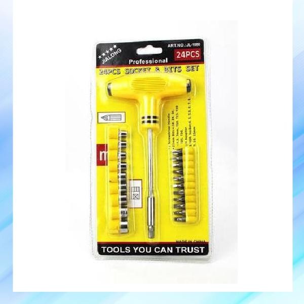 Obeng T 24 pcs Socket &amp; Bit Set / Kunci Sok Obeng Dan Kunci T / Kunci dan Obeng Murah