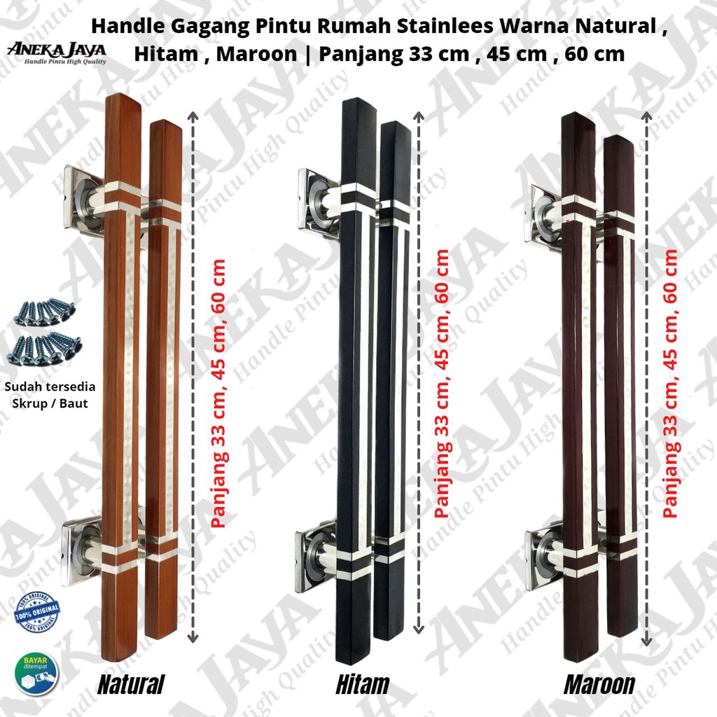 Handle pintu rumah minimalis 33 cm 45 cm 60 cm gagang pintu rumah tarikan pintu rumah pegangan pintu rumah minimalis murah