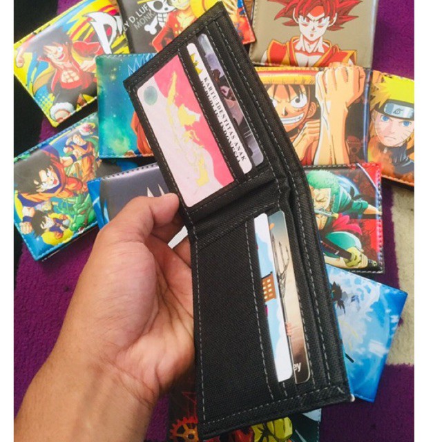 Dompet anime kartun Jepang model lipat dua gambar Naruto sasuke one piece saitama bahan kulit PU lokal gmbar jelas terang dragon ball #dompet #dompetlipat