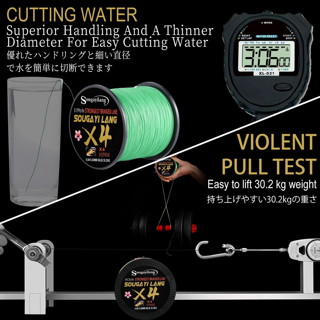 Sougayilang Baru 100m Pancing 4x Jalinan PE Pancing Tarik Tes 30kg Pancing Kuat
