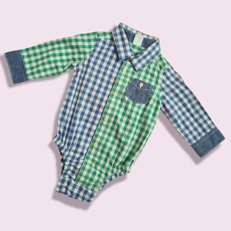 Termurah Kemeja Jumper Anak Bayi Baby Gap Button Front Bodysuit Original-2