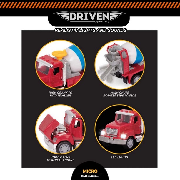 DRIVEN BY BATTAT Micro Series Micro Cement Mixer Truck Mainan Anak