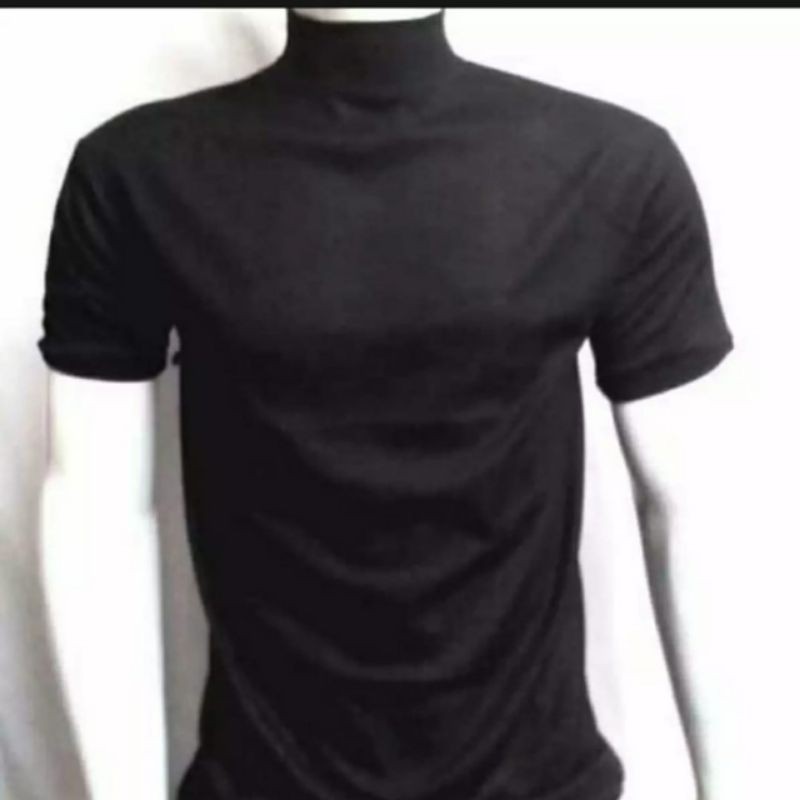 KAOS HITAM / PUTIH POLOS KERAH TINGGI - KAOS PUTIH POLOS KERAH TINGGI
