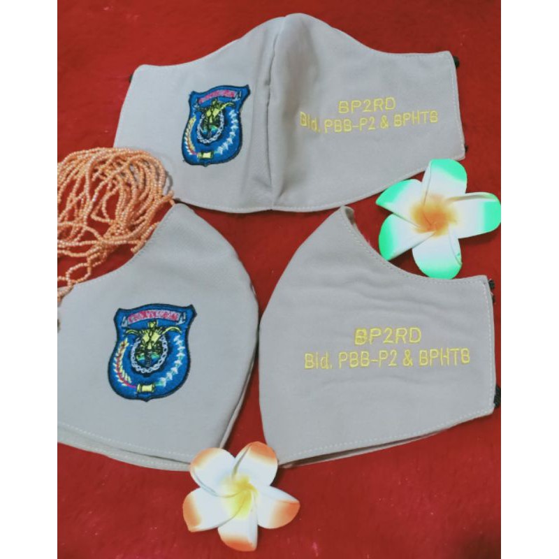 masker kain bordir 2 logo earloop/headloop