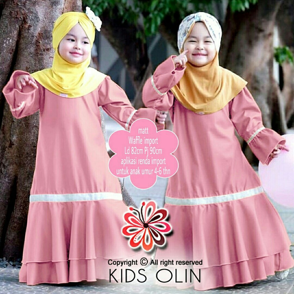 HCL Dress Olina - Dress Anak Perempuan Casual - Gamis Anak Perempuan - Baju Muslim Anak