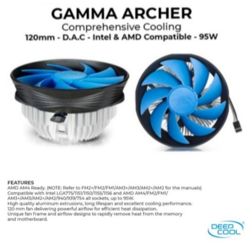 DeepCool Gamma Archer Fan Processor LGA 1151 / 1150 / 1155 / LGA 775 PC INTEL / AMD DEEP COOL