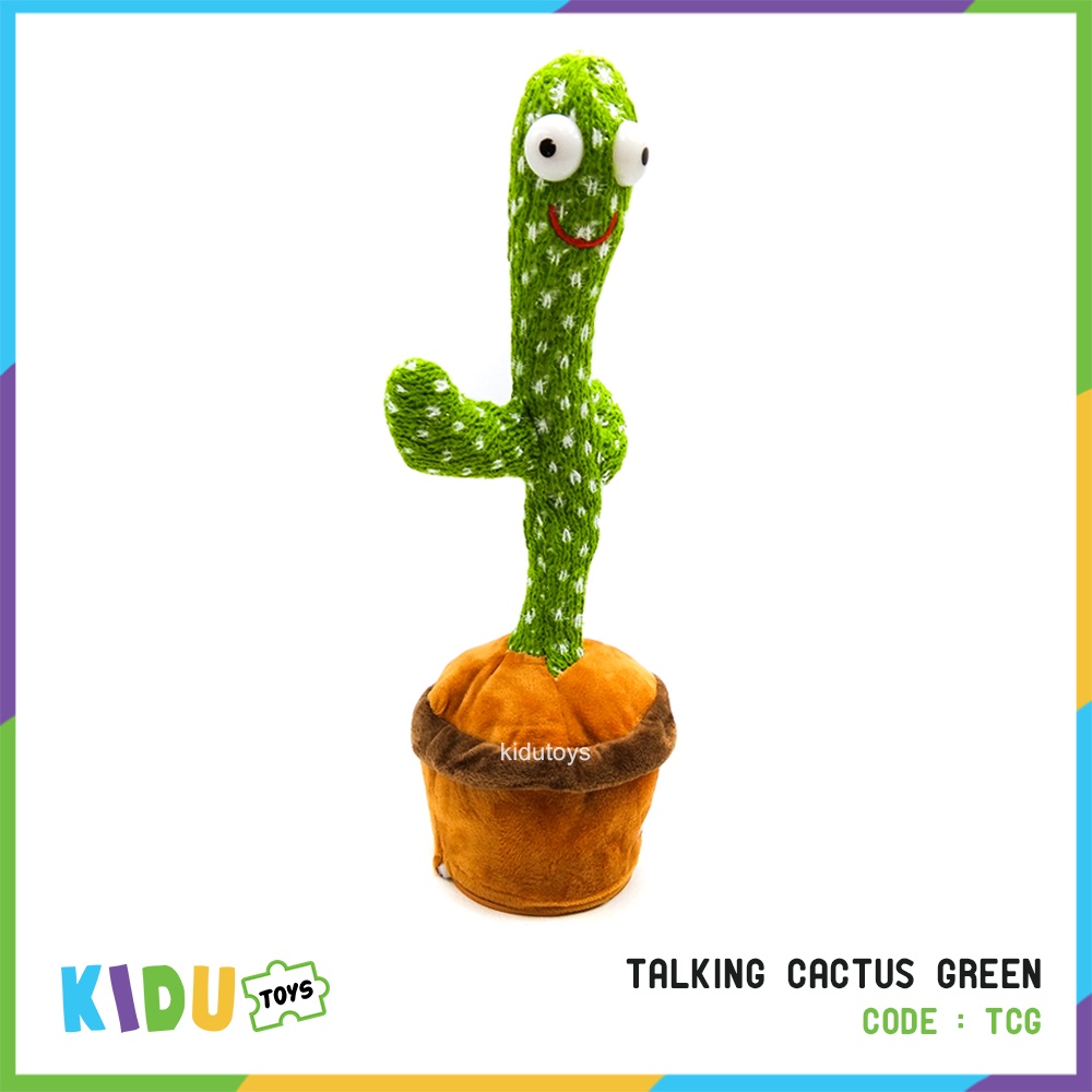 Mainan Anak Kaktus Joget Bergoyang Cactus Dance / Talking Cactus Green USB Charger Casan USB Kidu toys