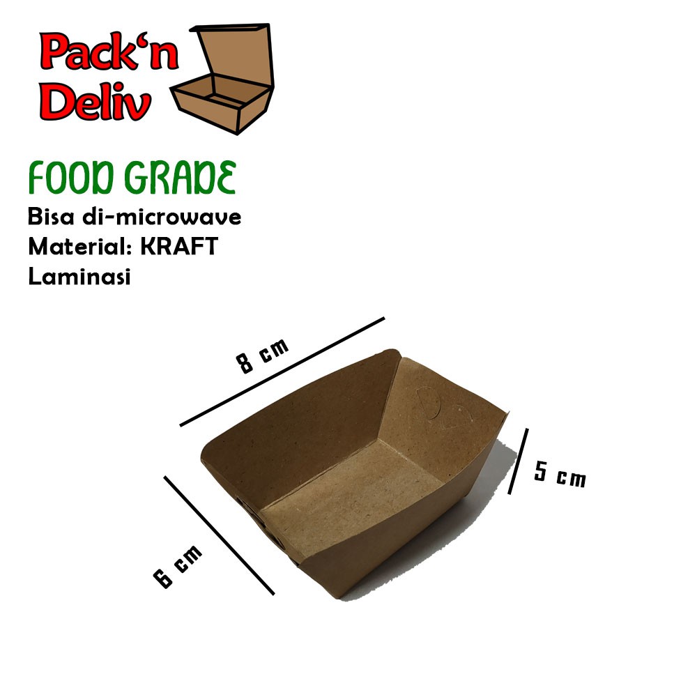 

French Fries/Toast Box Polos Kraft Ukuran 8 x 6 x 5 cm (50pcs)
