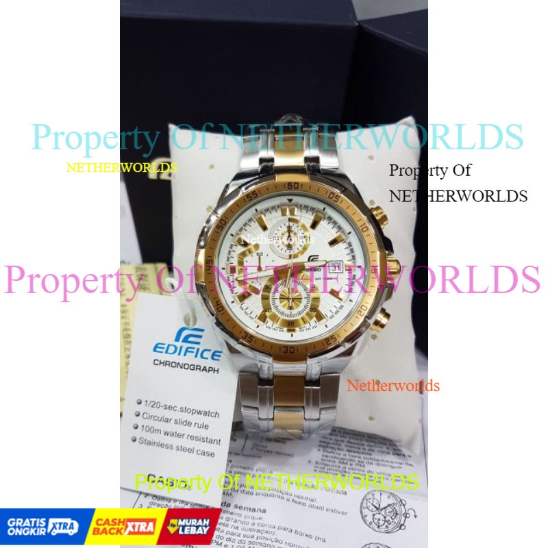 Casio Edifice Original Japan EFR 539D  - 1A2VUDF Chain Stainless Silver Kombi GoldWhite