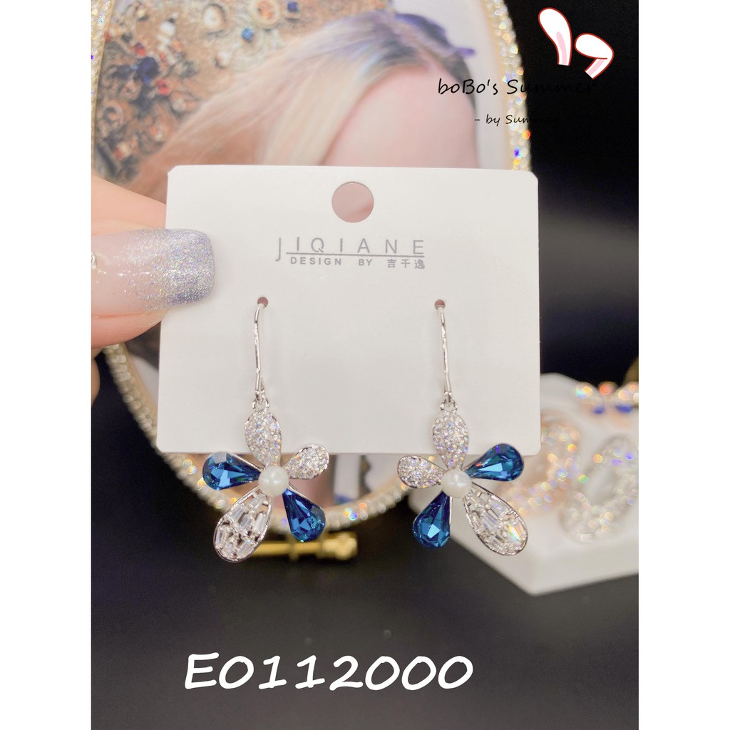 Anting Kristal Bunga Style Korea Tusuk Silver 925 Aksesoris Earrings Premium