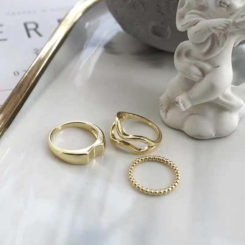 Three-piece Ins Trend Fashion Design Twist Ring Female Fashion Personality Retro Cold Wind Index Finger Ring Sexy Girl Jewelry