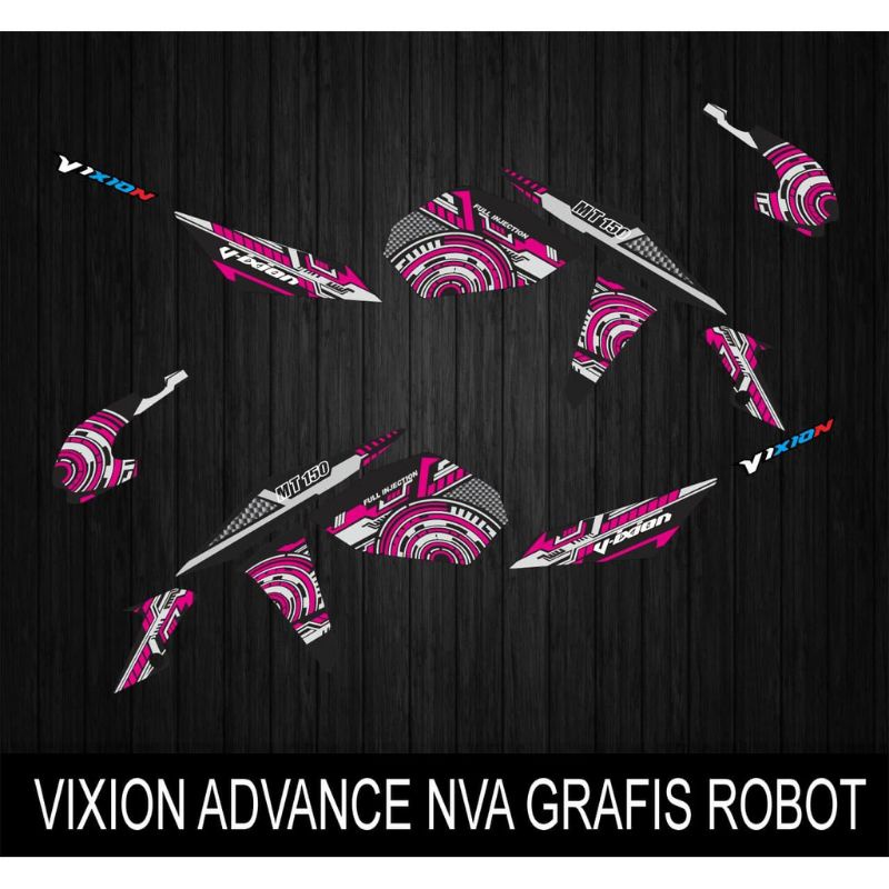 STIKER STRIPING DECAL VARIASI DAN LAMINASI YAMAHA NEW VIXION LADVENTURE NVA MODEL GRAFIS ROBOT