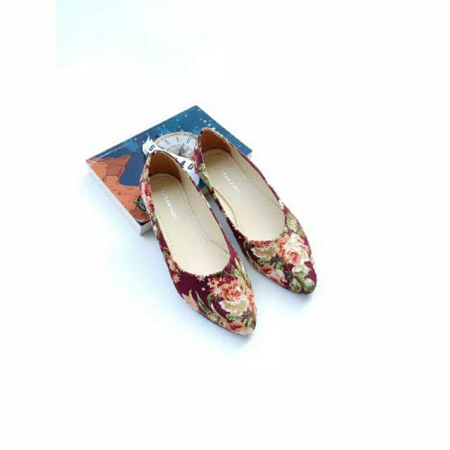 Flatshoes Wanita H13 Sepatu Plat Teplek Balet Wanita Murah-Maron