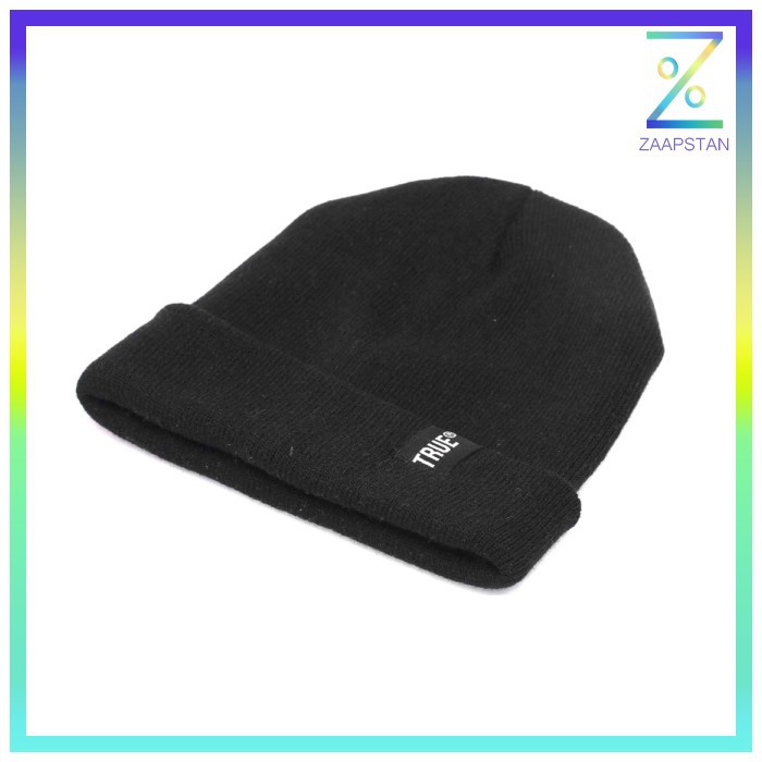 TRUE Topi Kupluk Rajut Beanie Hat - Black