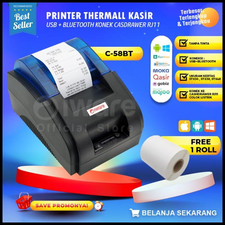 Iware Printer Thermal Kasir Iware C58-Bt / C58Bt 58Mm Bluetooth