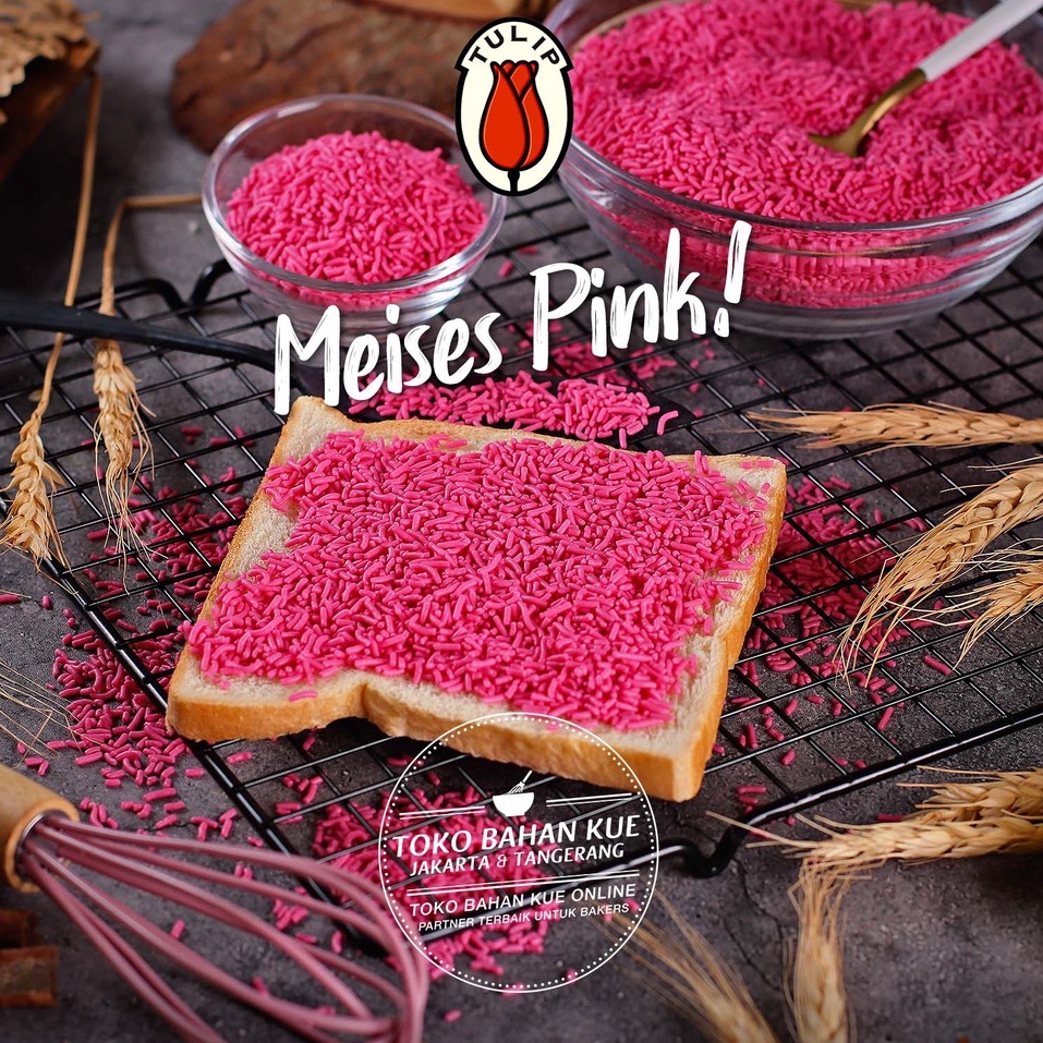 

Tulip Meises Chocorice Pink 100gr Cokelat Topping Meses Ceres Mesis Warna Merah Muda