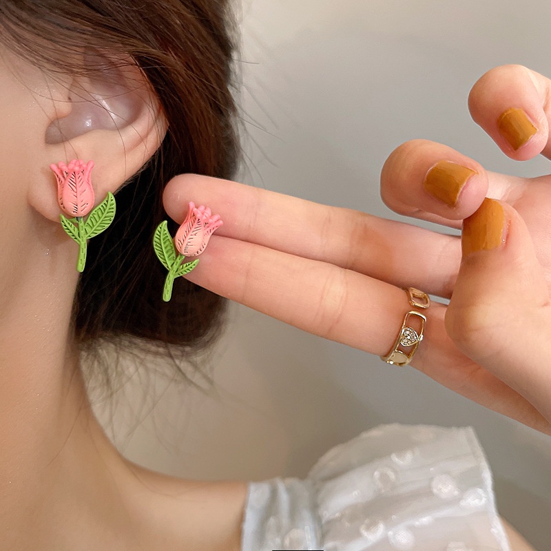 Anting Stud Desain Tulip Untuk Aksesoris Perhiasan Anak Perempuan