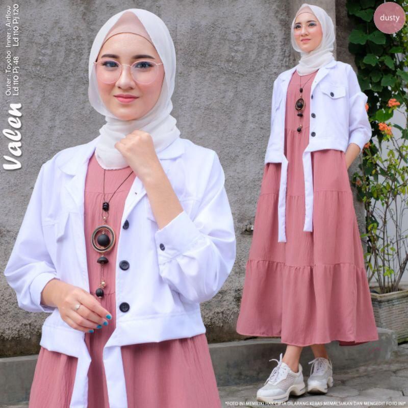 Fashion Muslim,  Pakaian Wanita, Fashion Wanita, Midi Dress, Valen Midi Set