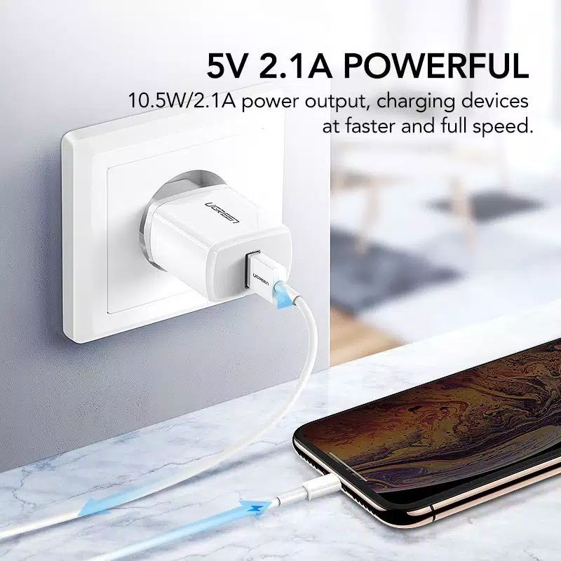 Ugreen 5V2.1A USB Charger With 1 Meter MFI Lightning Cable For Iphone