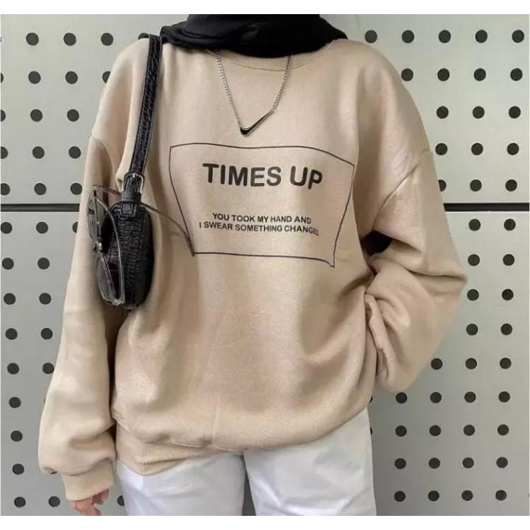 sweater crewneck wanita time up oversize terbaru