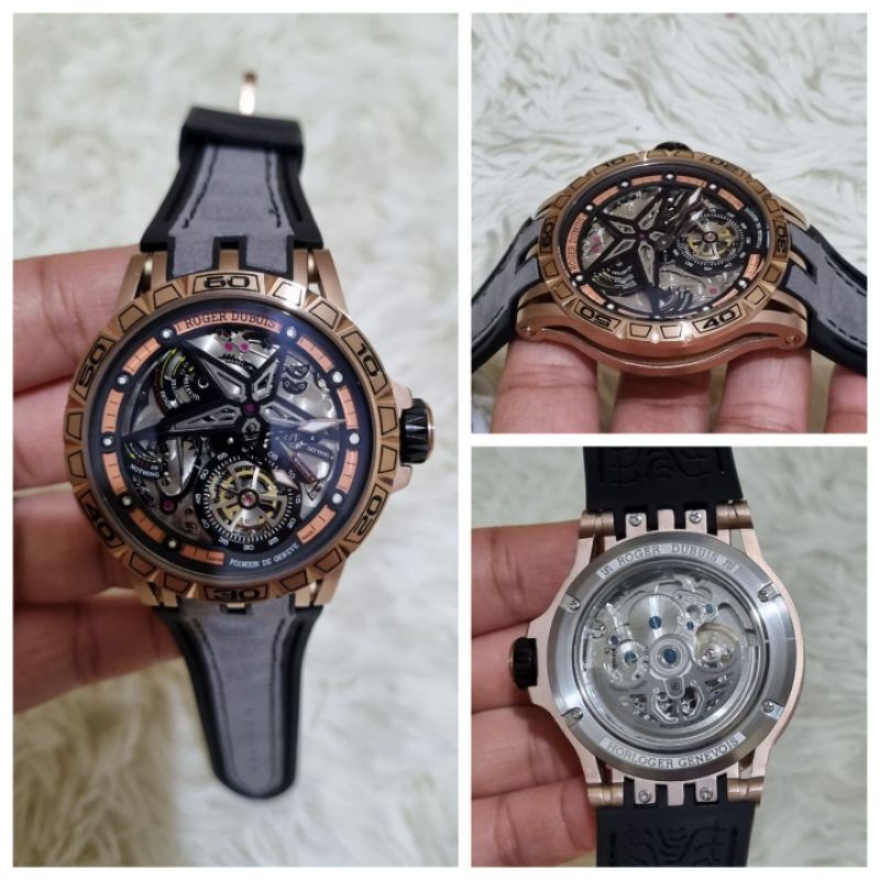 JAM TANGAN COWOK ROGER DUBUIS HORLOGER GENEVOIS GREY TOURBILION AUTOMETIC SUPER PREMIUM AAA