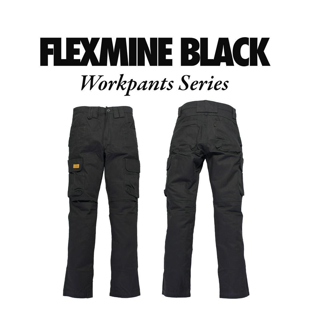 FLEXMINE BLACK-Workpant, Celana Kargo / untuk membawa peralatan dan mobilitas yang tinggi