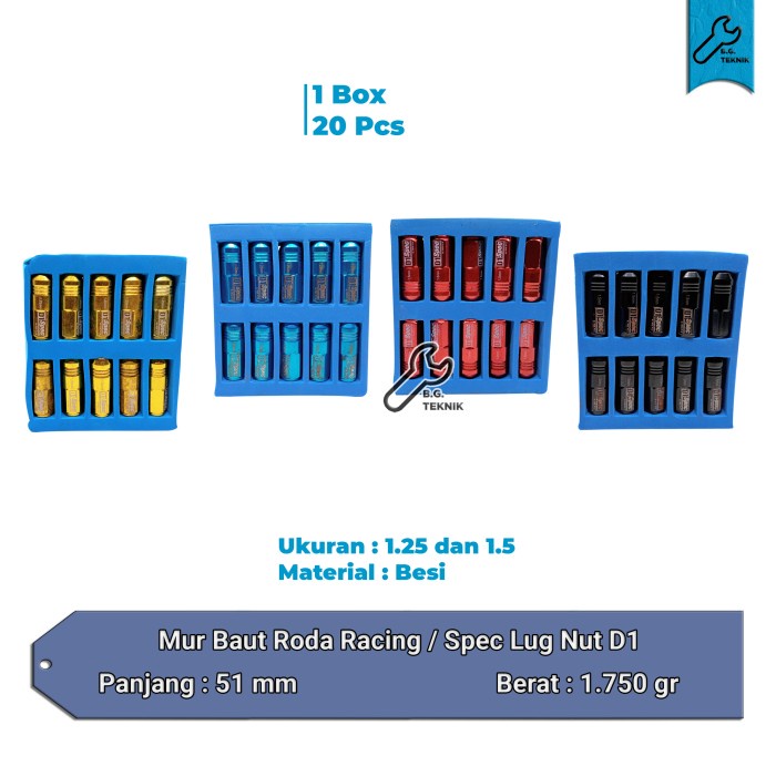D1 Mur Baut Roda Racing 1.25 1.5 D1Racing Spec Lug Nut