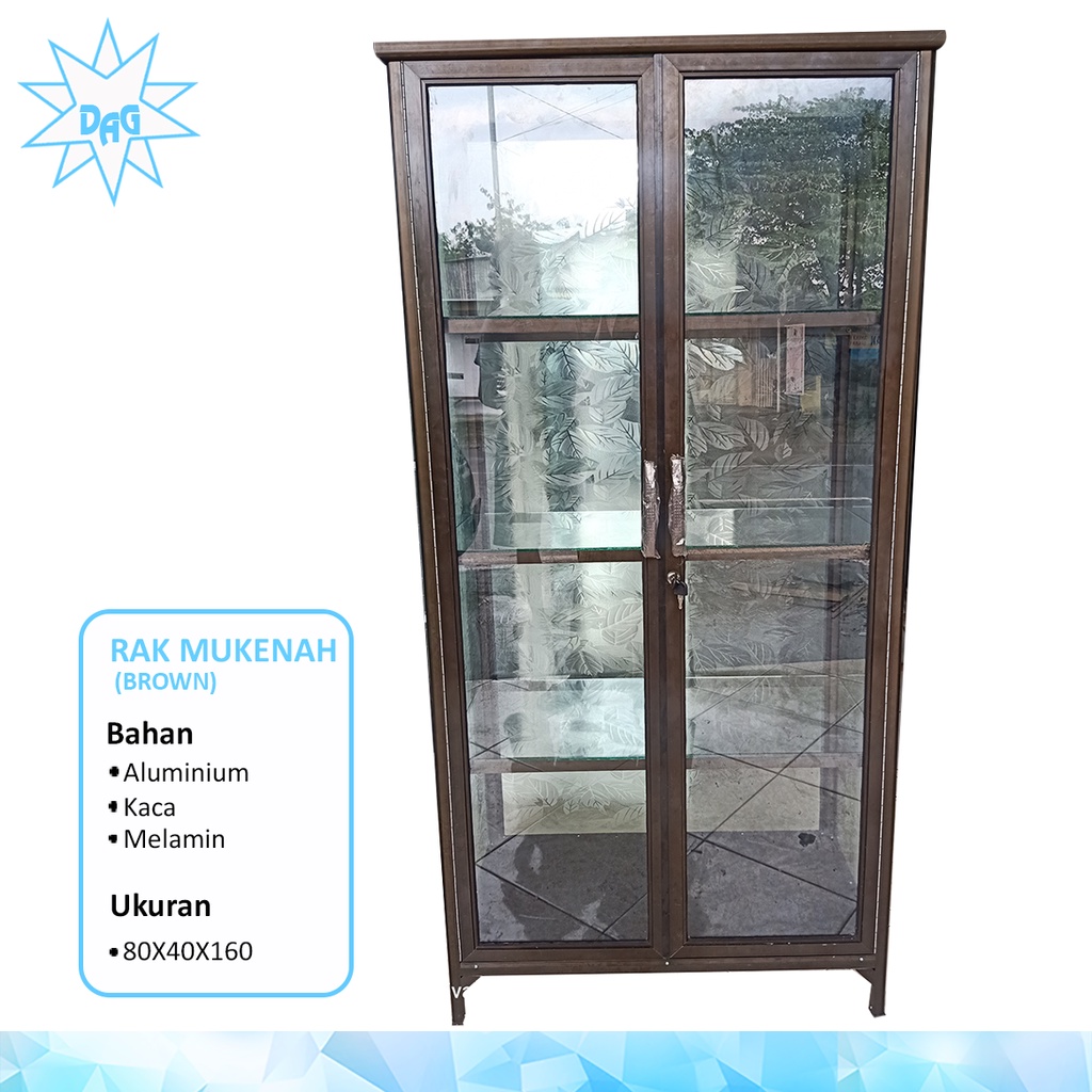 lemari pakaian multifungsi baju/rak mainan full kaca alumunium frame coklat,rak tas kaca alumunium