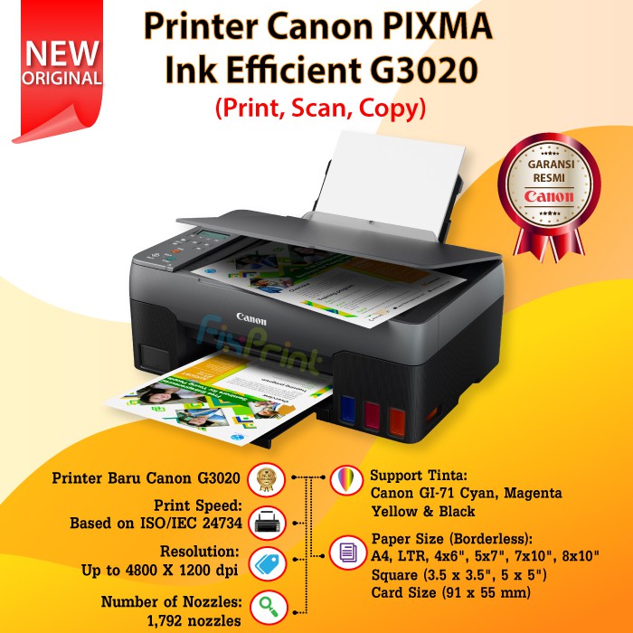 Printer Canon PIXMA Ink Efficient G3020 G 3020 g3020 Print Scan Copy