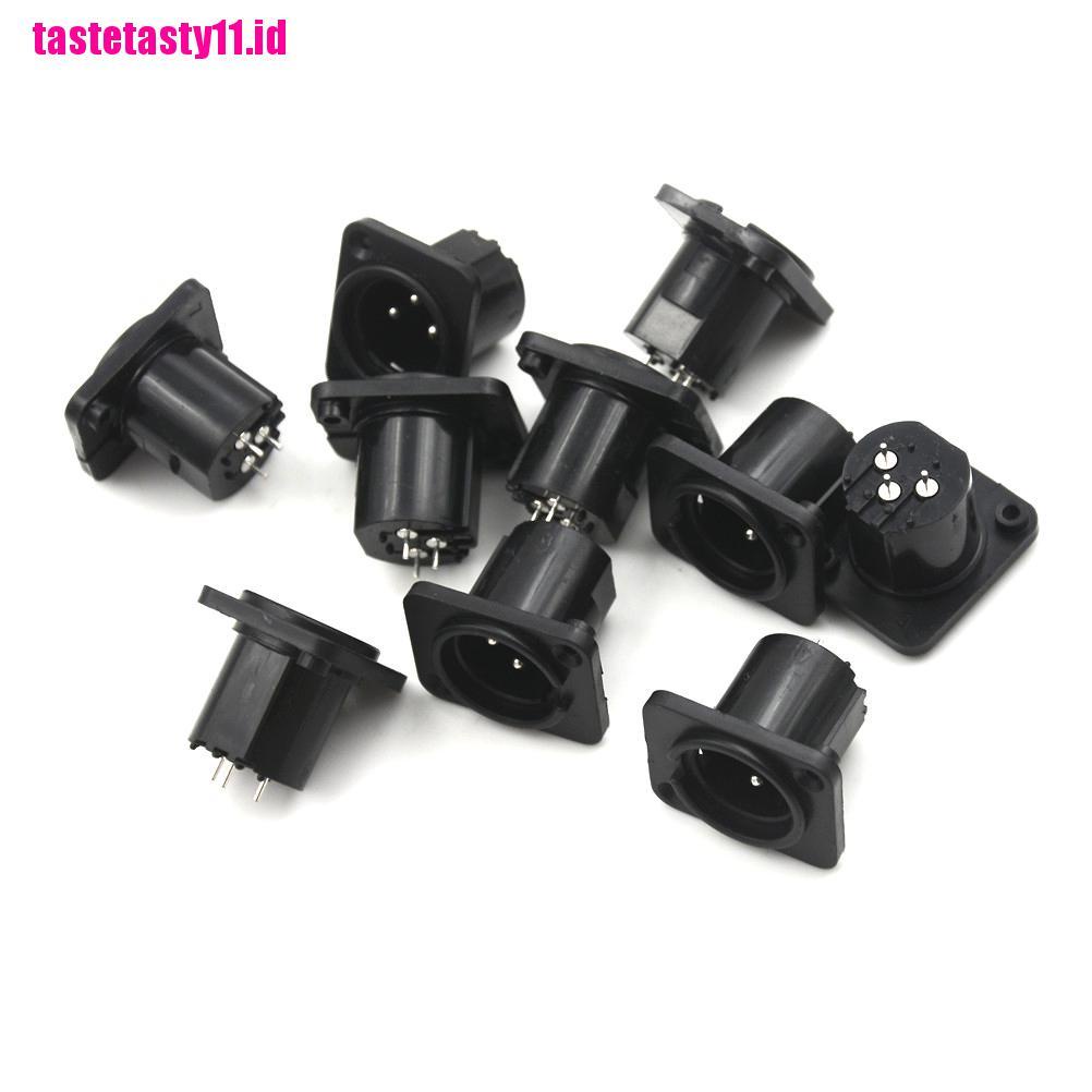 10 Pcs Soket Jack Panel Mount Male 3 Pin XLR