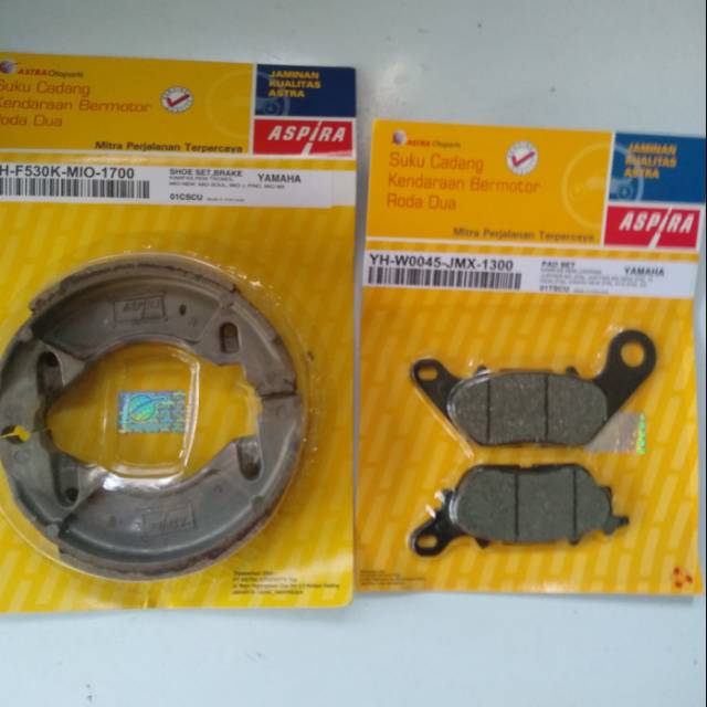 Paket kampas rem depan+belakang Aspira for all matic Yamaha mio.jup.mx.vixion all