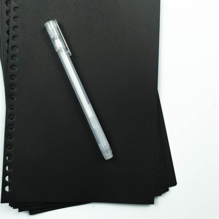 

(kode-234) [Tulis.Id] Basic Black Paper Loose Leaf Hitam 100 GSM 200 GSM 25 Lbr Blank Grid Dotted ,,
