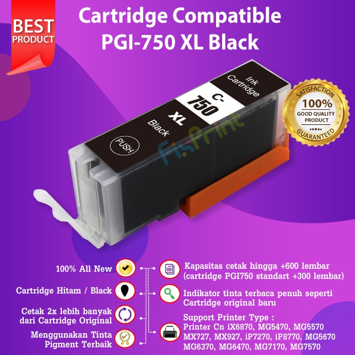 Cartridge Tinta Compatible PGI750XL CLI751XL PGI750 CLI751 750 751 Printer IX6770 MG5470 iP7270