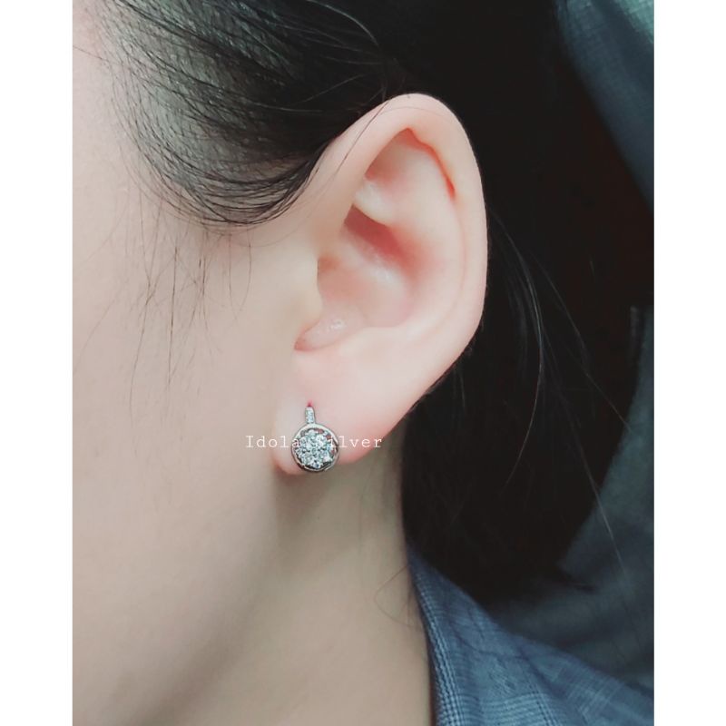 ANTING PERAK ASLI SILVER 925 LAPIS EMAS MODEL JEPIT BUNGA - PERHIASAN PERAK WANITA