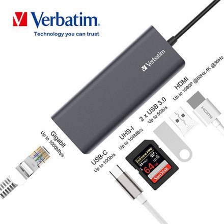 Verbatim Type C HUB With Ethernet 65628