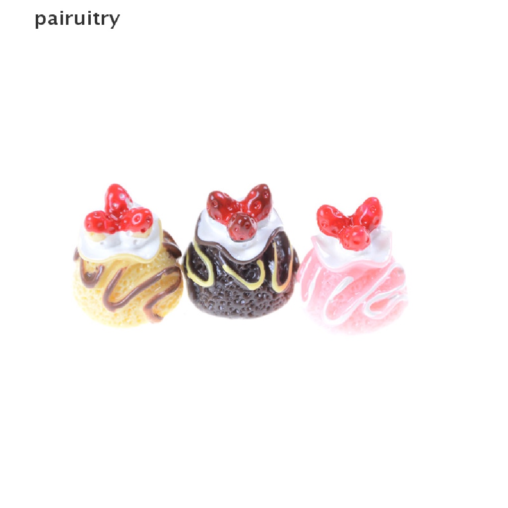 Prt 5pcs Miniatur Kue Dessert 3D Bahan Resin Untuk Aksesoris Rumah Boneka PRT