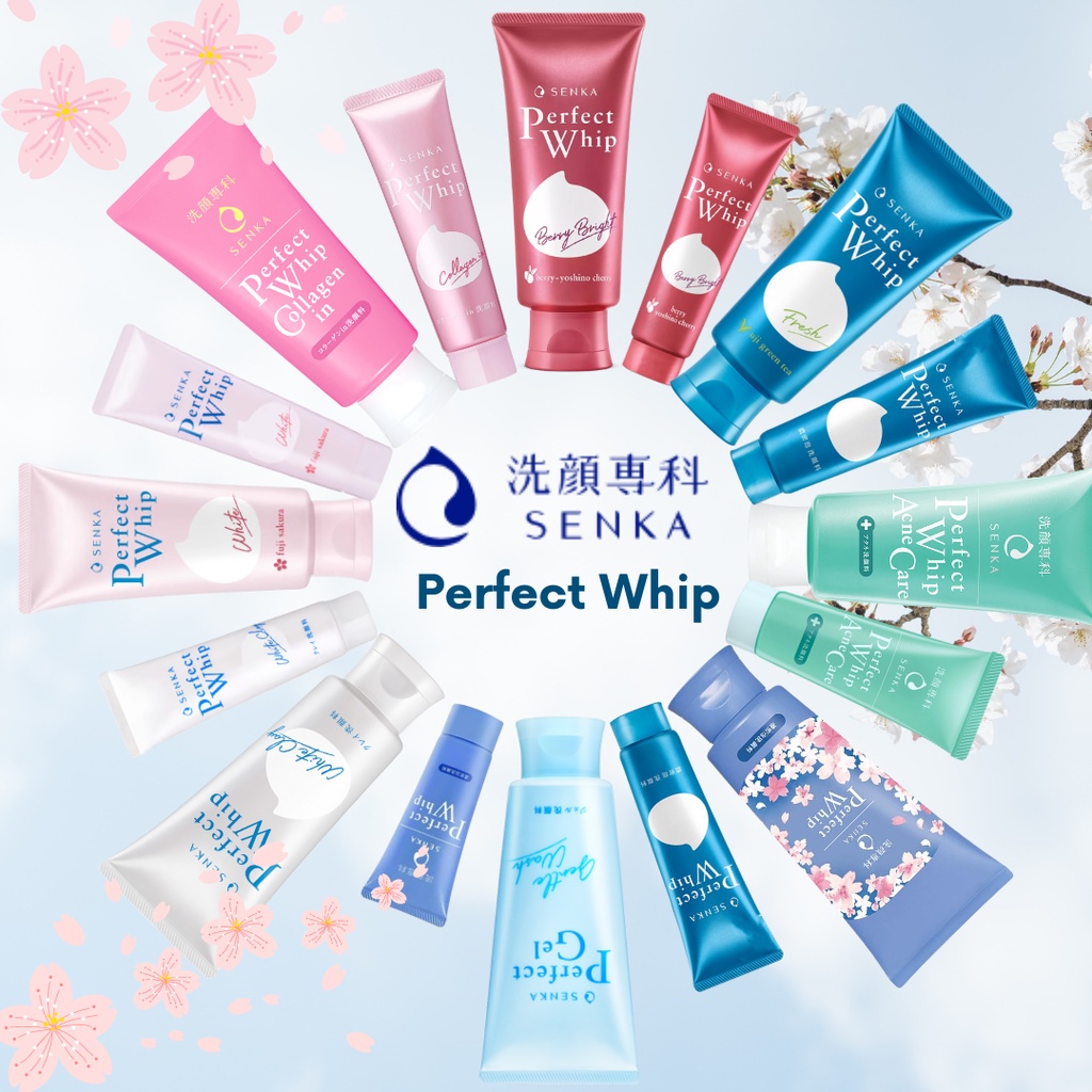 SENKA Perfect Whip Facial Foam / Whip Clay / Whip Vibrant / Whip Fresh / Whip Acne Care / Whip Collagen 100/120gr
