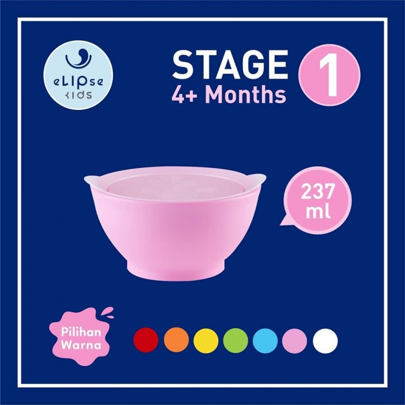 Elipse Kids - Weaning Spill Proof Bowl 4M+ Stage 1 / Mangkok Makan Bayi (Tersedia varian warna)