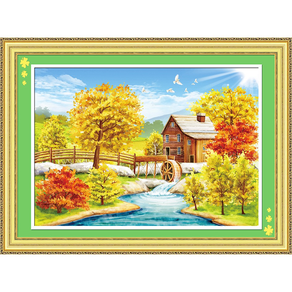 Paket DIY Craft Diamond Painting Y5020 Pemandangan Autumn Musim Gugur Rumah