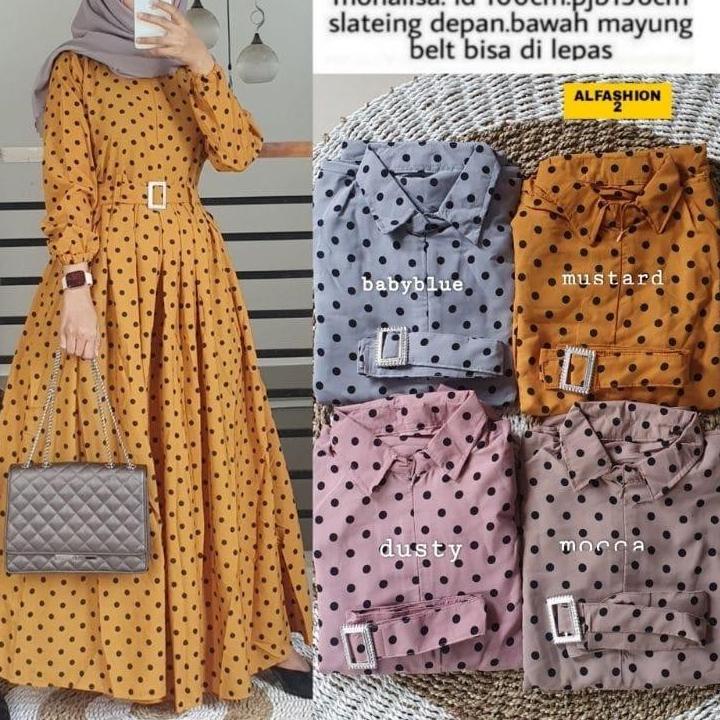 [KODE PRODUK D7S7J7574] B&D FASHION BAJU GAMIS DRESS WANITA ANIA 14 POLKADOT BAHAN MONALISA PREMIUM 
