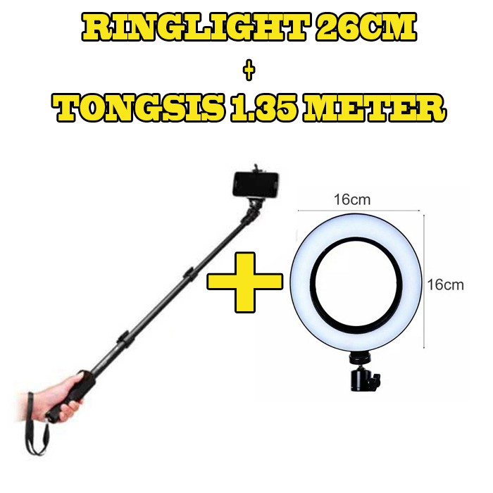 [PAKET LENGKAP] RINGLIGHT LED 26CM LAMPU TIKTOK 26CM / MAKE UP VLOG FREE TRIPOD RING LIGHT