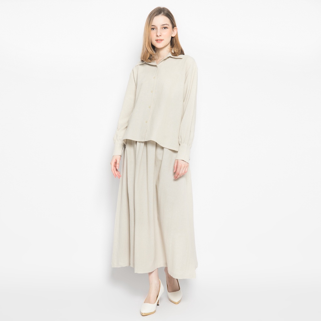 Halima Linen Set-Light cream