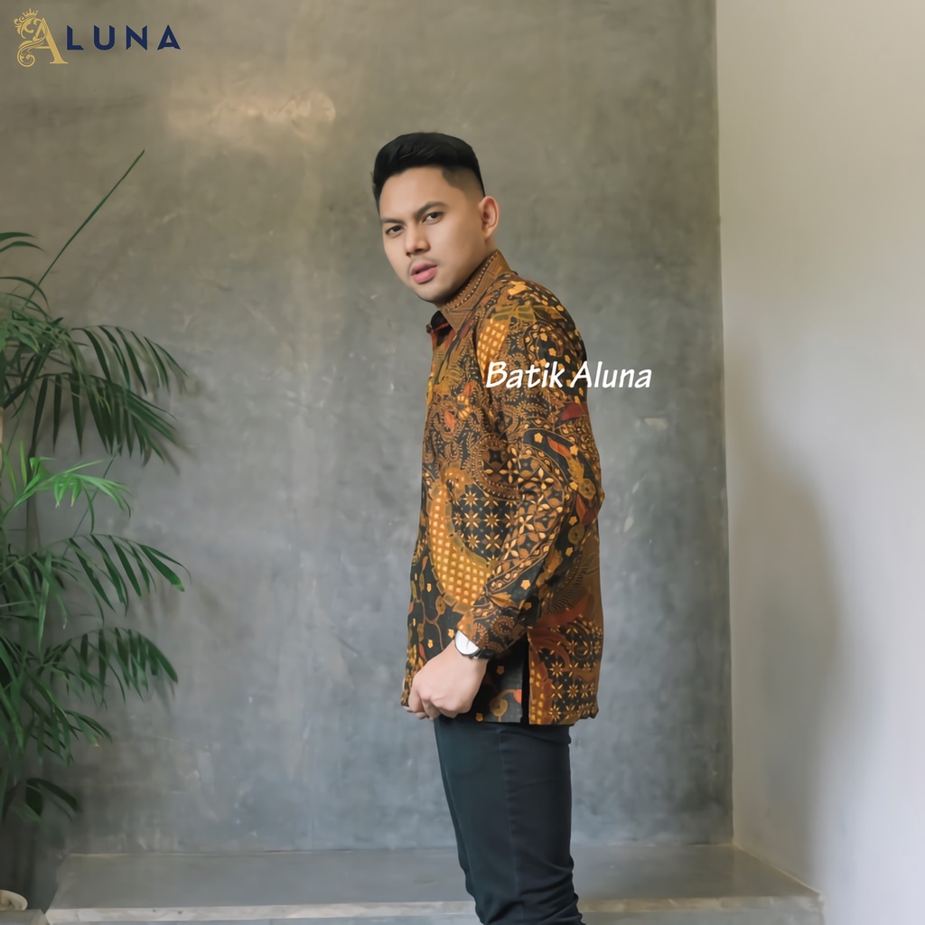 BAJU KEMEJA KONDANGAN BATIK SOLO PRIA LENGAN PANJANG PREMIUM REGULAR COWOK MODERN ALUNA PCW 090