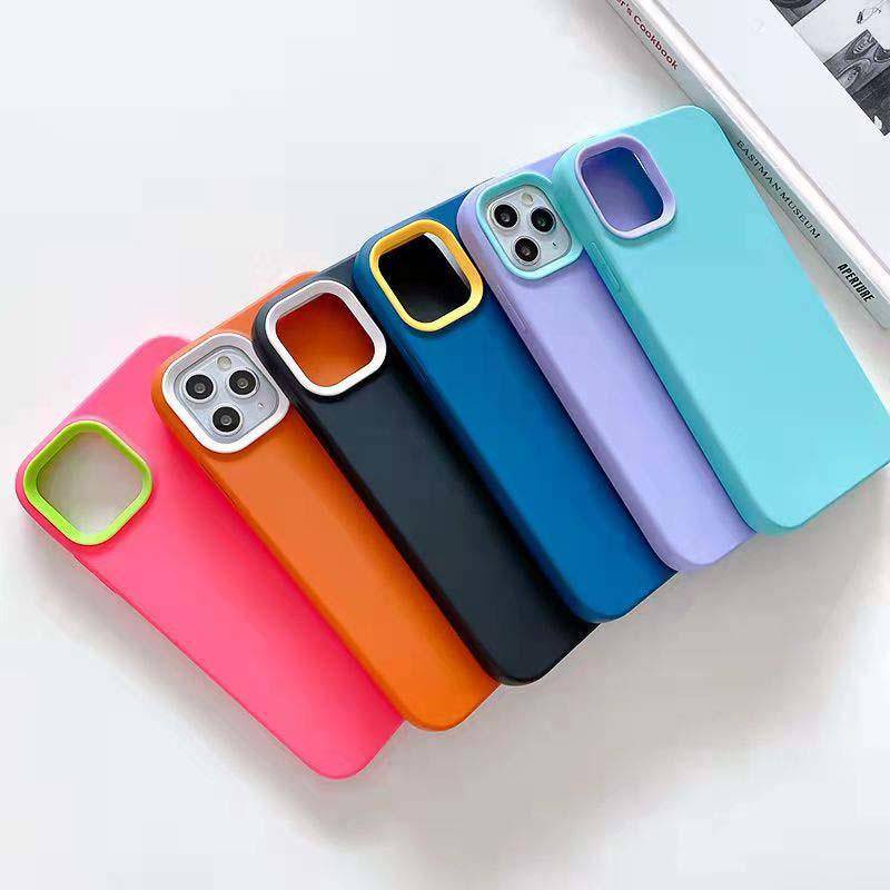 3 in 1 Soft Case Silikon Cair Tahan Benturan Cover Proteksi Lensa Belakang iPhone 11 12 13 Pro Max