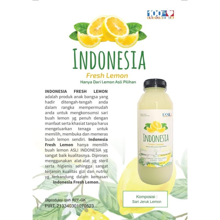 

201nhgg Indonesia Fresh Sari Lemon 500Ml Ds201Fs