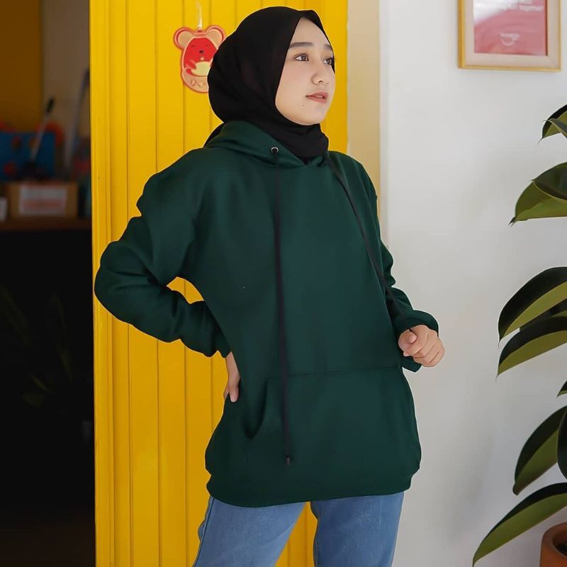 Sweater Hoodie polos Size L XL pria Wanita